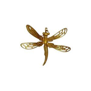 VINTAGE Dragonfly Brooch - Antique Gold